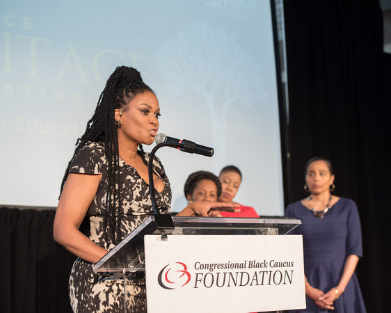 Founder of Black Girls Rock acknowledges the importance of community as she accepts award from CBCF